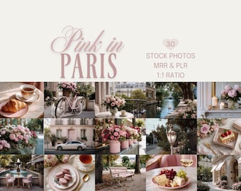 Paris in Pink: Parisian Stock Images, French Food & Flower Photos (Digital Download, PLR, MRR)
