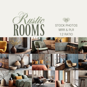 Rustic Interior Stock Images, Minimalist Interior Photography, Serene Home Stock Images, PLR, MRR, Rustic Rooms, Resell Rights