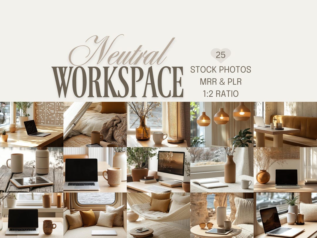 Neutral Office Stock Images, Office Photography, Minimal Workspace ...