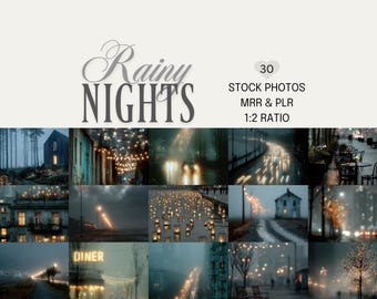 Rainy Nights Stock Photos: Rainy Evening, PLR, MRR (Digital Download)