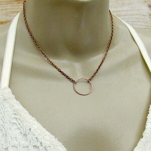 copper Circle necklace simple necklace copper jewelry coworker gift under 15 dollars image 3
