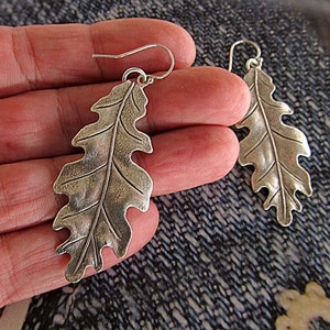 Long Leaf earrings / Silver Oak Leaf Earrings / Silver Drop Dangle Earrings / Art Nouveau Jewelry / Gift for Her image 4