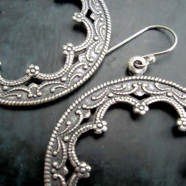 Gypsy Earrings, Silver Hoop Earrings, Bohemian Boho Jewelry