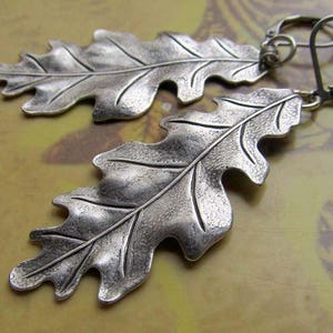 Long Leaf earrings / Silver Oak Leaf Earrings /  Silver Drop Dangle Earrings / Art Nouveau Jewelry / Gift for Her