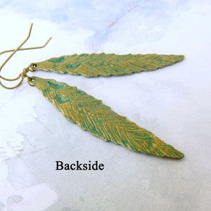 Leaf Earrings / Long Dangle Drop Earrings / Patina Jewelry image 5