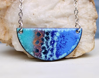 Artsy Enamel Necklace, Ready to Ship, Boho Jewelry