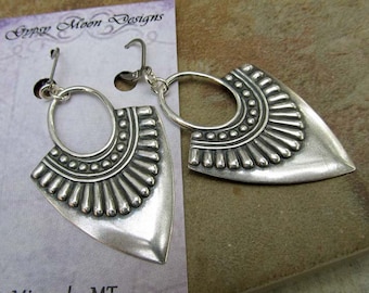 Silver Boho Earrings Dangle, Hypoallergenic, Choose Stainless Steel or Sterling Silver Ear Wires for Sensitive Ears