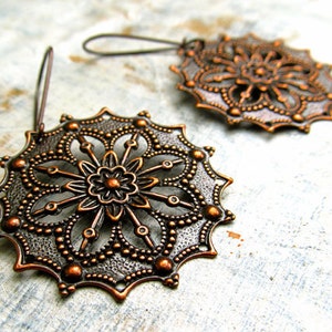 Copper earrings boho earrings Copper Jewelry 7th anniversary gift Dangle Earrings