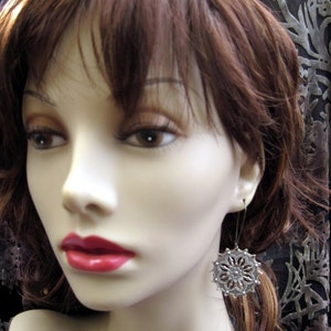 Silver Boho Earrings, Gypsy Earrings, Round Filigree Drop Dangle Earrings, Bohemian Jewelry image 5