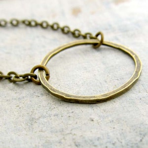 Antiqued Brass Circle Necklace, Karma Necklace, Brass Jewelry, Gift For Her, Under 15 dollars