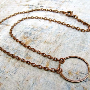 copper Circle necklace simple necklace copper jewelry coworker gift under 15 dollars image 2