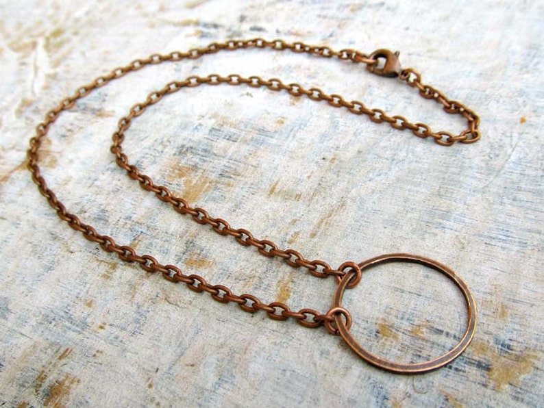 copper Circle necklace simple necklace copper jewelry coworker gift under 15 dollars image 2