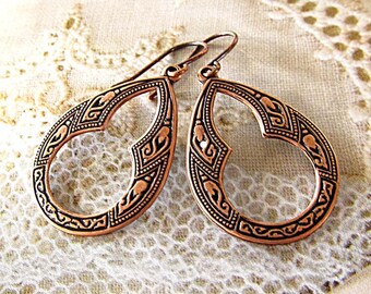 small Copper earrings - Celtic Hoop earrings - 7th anniversary - Copper jewelry