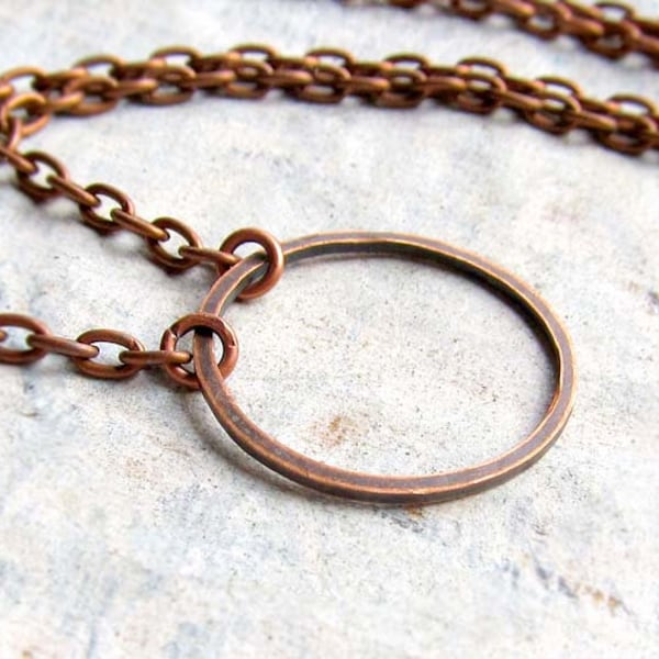 copper Circle necklace simple necklace copper jewelry coworker gift under 15 dollars