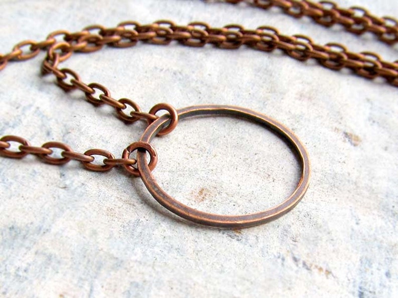 copper Circle necklace simple necklace copper jewelry coworker gift under 15 dollars image 1