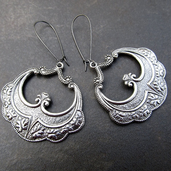 Gypsy Earrings, Boho Earrings, Silver Bohemian Earrings, flamenco dancer, Art Nouveau Jewelry