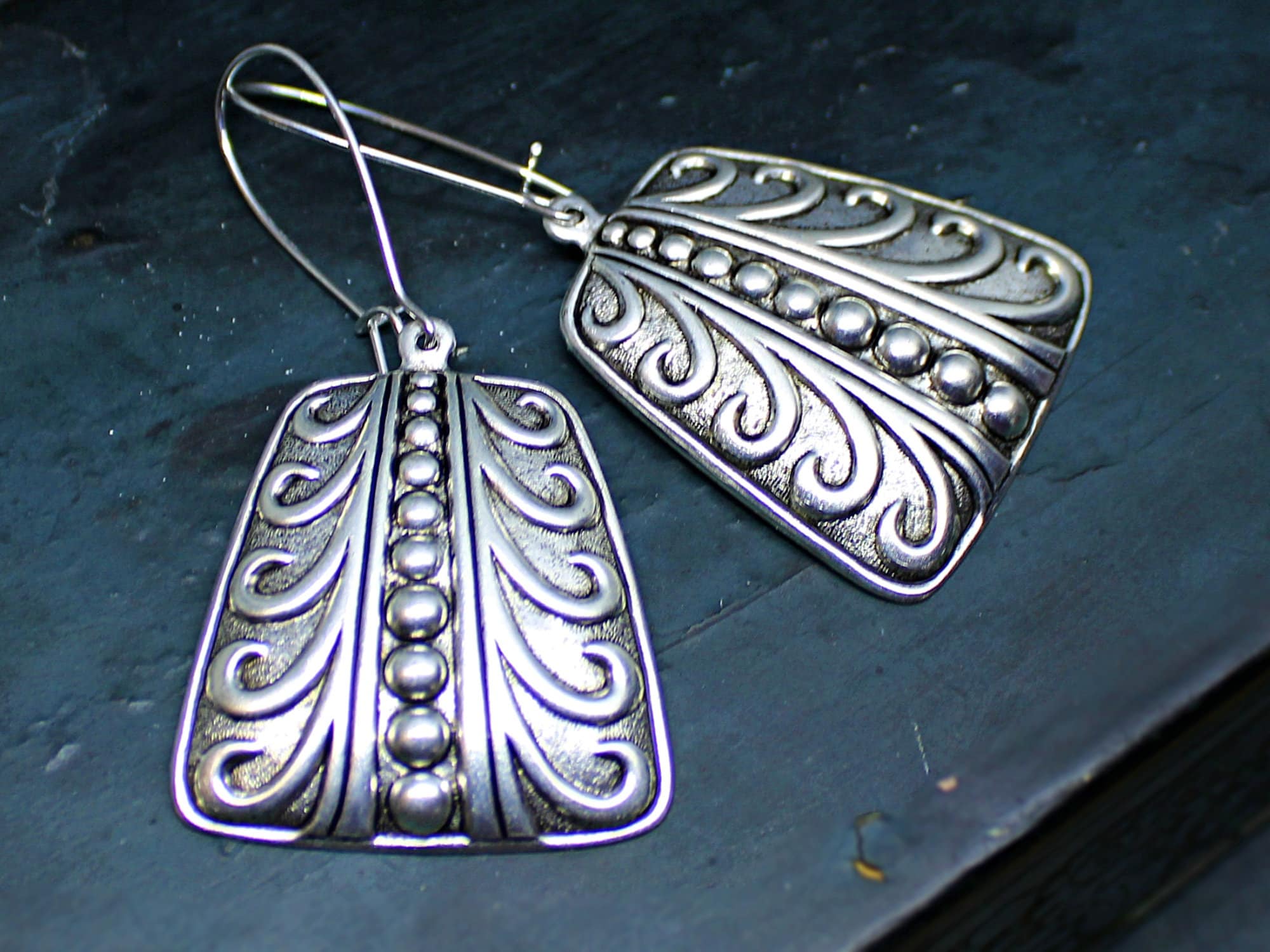 Ethnic Earrings Hippie Earrings Mandala Style Silver plated Tribal Earring Filigree & Bead Drop Earrings Brass Earrings Boho Earring