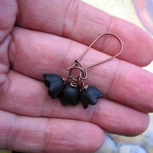 Black Flower Earrings, Dangle Drop Earrings, Art Nouveau Jewelry image 3