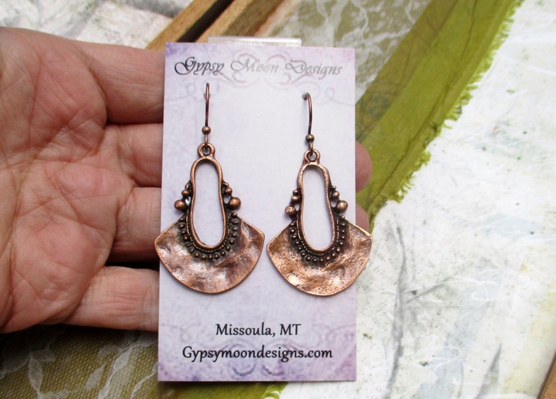Copper Earrings, Boho Earrings, Dangle Earrings, 7th Anniversary Gift, Boho Jewelry image 4
