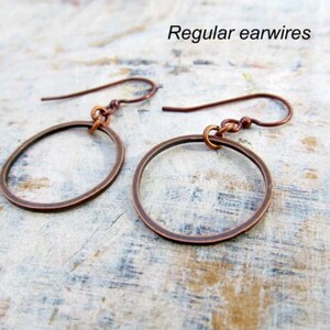 copper Circle necklace simple necklace copper jewelry coworker gift under 15 dollars Regular earwires