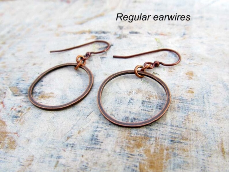 copper Circle necklace simple necklace copper jewelry coworker gift under 15 dollars Regular earwires