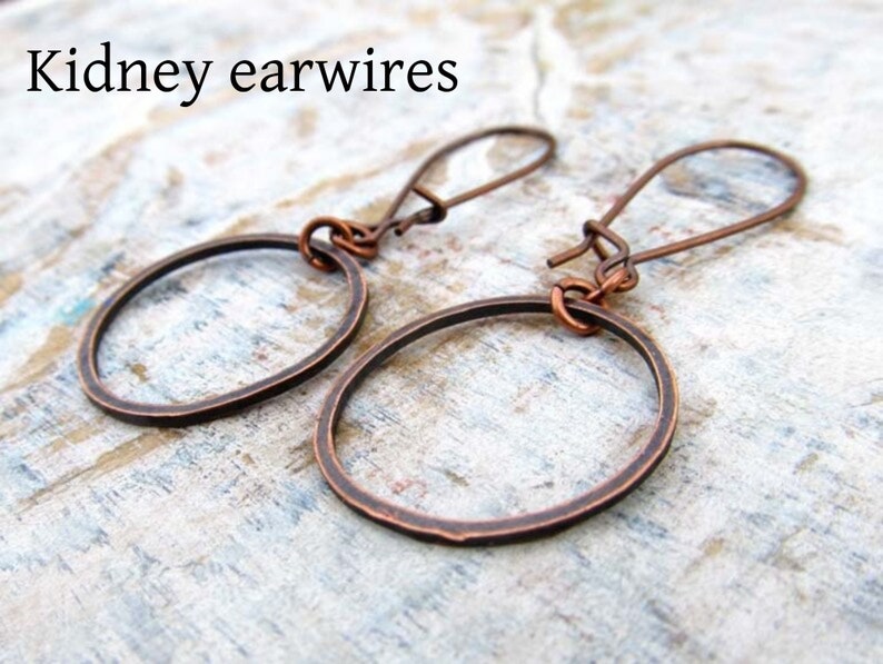 copper Circle necklace simple necklace copper jewelry coworker gift under 15 dollars Kidney Earwires