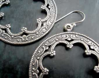 Silver Hoop earrings Moroccan earrings Boho silver Bohemian Jewelry