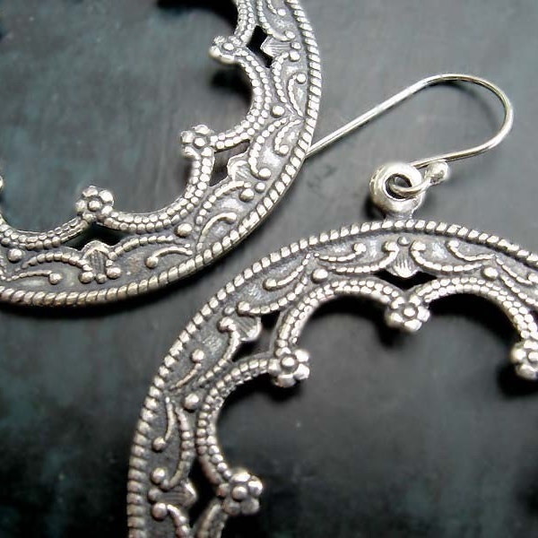 Silver Hoop earrings Moroccan earrings Boho silver Bohemian Jewelry