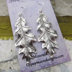 Long Leaf earrings / Silver Oak Leaf Earrings / Silver Drop Dangle Earrings / Art Nouveau Jewelry / Gift for Her image 6