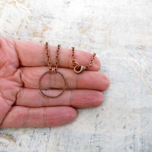 copper Circle necklace simple necklace copper jewelry coworker gift under 15 dollars image 4