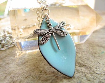 Dragonfly Necklace, Mothers Day Gift, Enamel Pendant, Torch Fired Enamel Jewelry