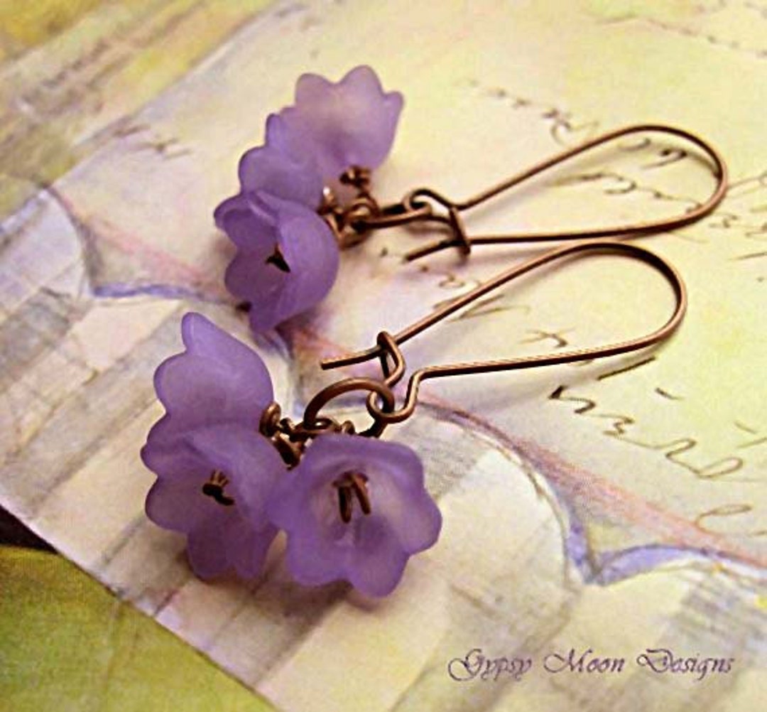 Purple Flower Earrings Coworker Gift for Her Stocking Stuffer - Etsy