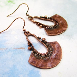 Copper Earrings, Boho Earrings, Dangle Earrings, 7th Anniversary Gift, Boho Jewelry