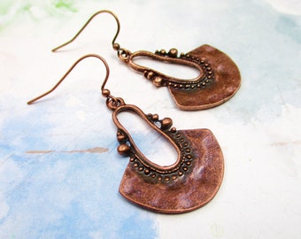 Copper Earrings, Boho Earrings, Dangle Earrings, 7th Anniversary Gift, Boho Jewelry