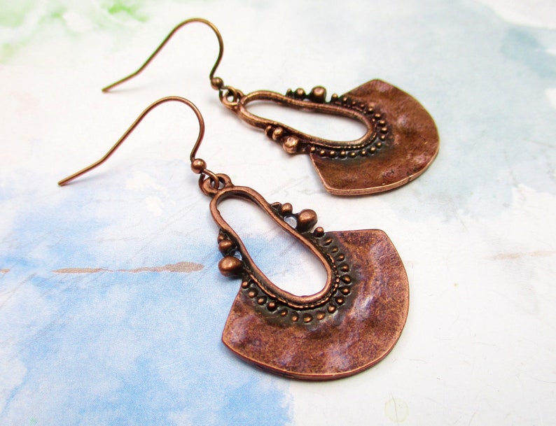 Copper Earrings, Boho Earrings, Dangle Earrings, 7th Anniversary Gift, Boho Jewelry image 1