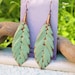 Boho Earrings / Big Bohemian Earrings / Mint Green and Copper Leaf Earrings /  Boho Jewelry / Gift for her / Long Dangle Drop Earrings 