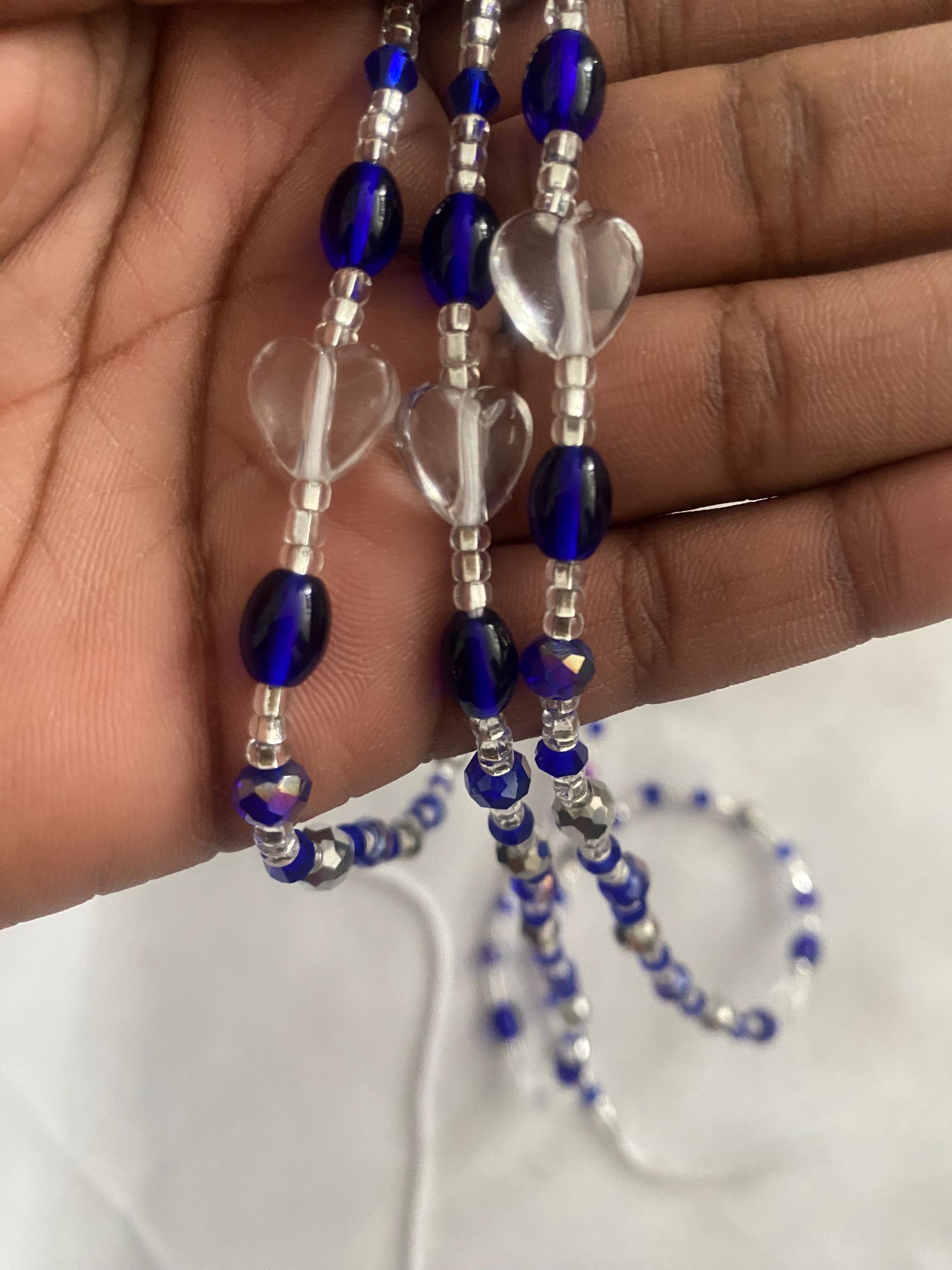 COPY - HANDMADE BEADED ROYAL BLUE BEADED BELT STRETCH Handmade Beaded Blue Belts for Women for sale | eBay main image 4