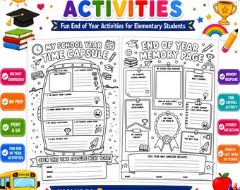 Summer coloring page/ End-of-Year Memory Page for Kids | Last Day of School Keepsake | Time Capsule Activity |