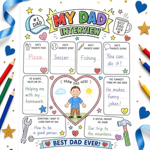 Father's Day Activity for Kids |My Dad Interview Printable | All About My Dad Worksheet |  Elementary Memory Keepsake | Instant Download PDF