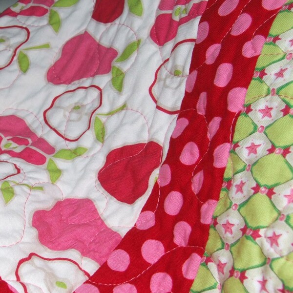 Pink Apple and Pear Baby Quilt