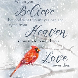 In Times of Sadness cardinal painting and grief quote wall art print