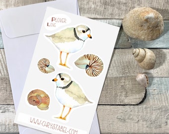 Piping Plover Watercolour Bird Stickers - mini sheet - free shipping within North America