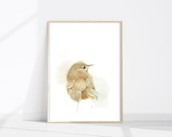 House Wren watercolor bird print