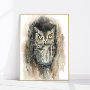 Eastern Screech Owl Watercolor Painting art print image 4