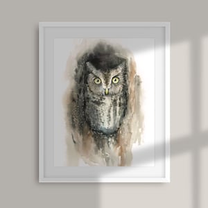 Eastern Screech Owl Watercolor Painting art print image 3