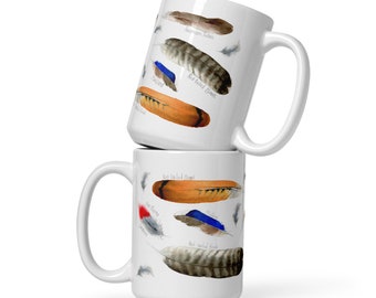 Feather painting ceramic coffee mug