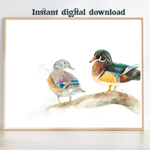 PRINTABLE Wood Ducks watercolor painting