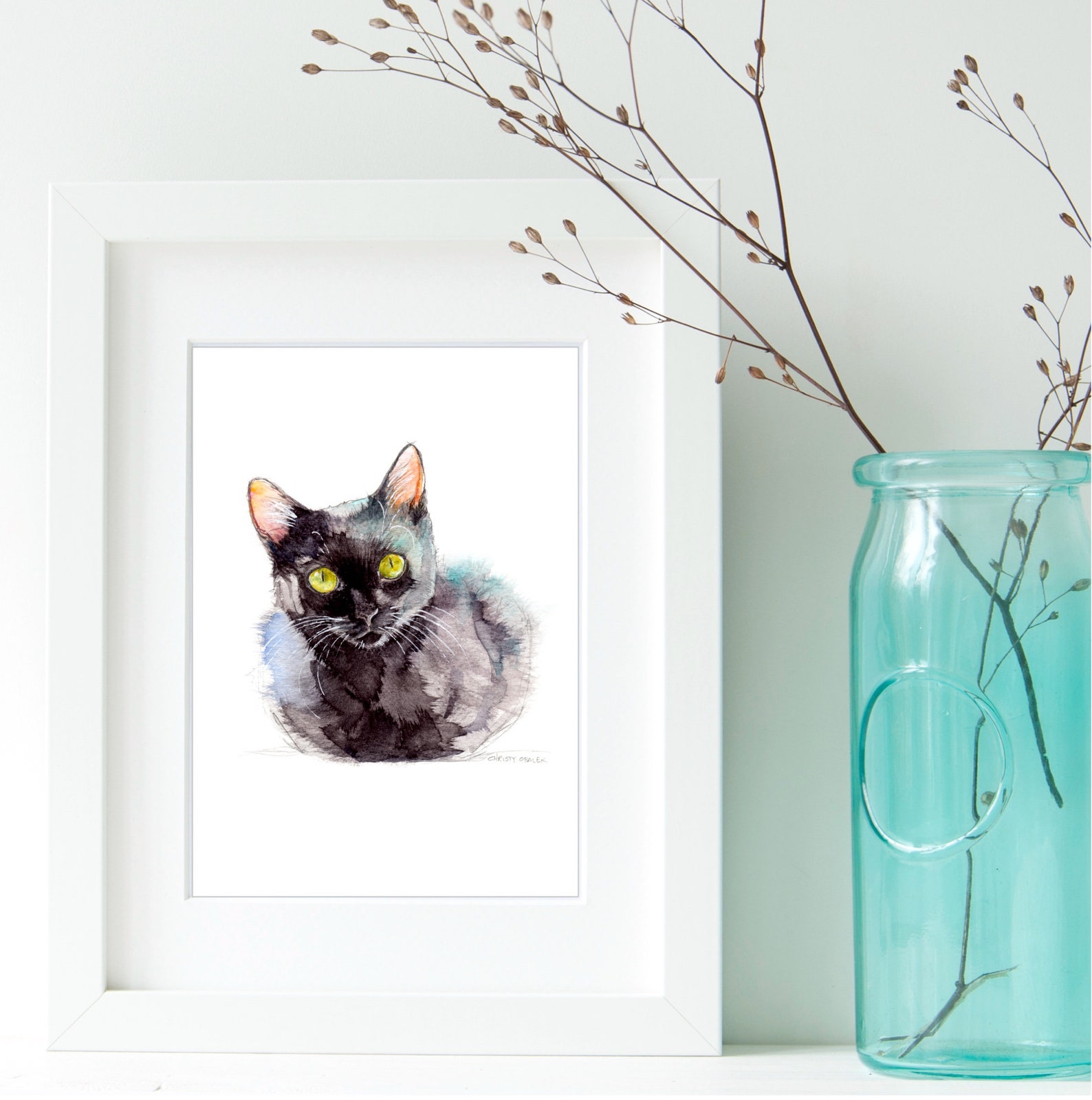 Black Cat Art No.2 Watercolor Painting MATTE ART PRINT - Etsy