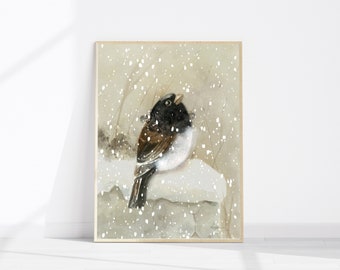 Dark-eyed Junco watercolour painting PRINT