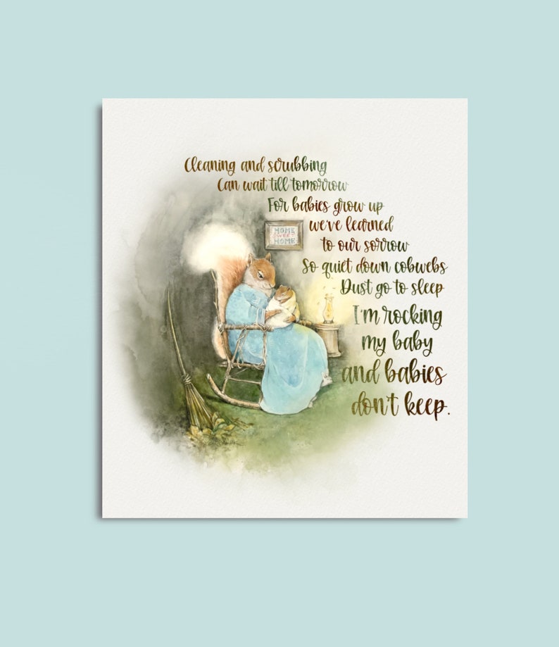 Babies dont keep watercolor print squirrel nursery decor quote image 2